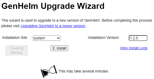 Installation wizard building backup