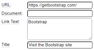 Specification used to define a link to Bootstrap