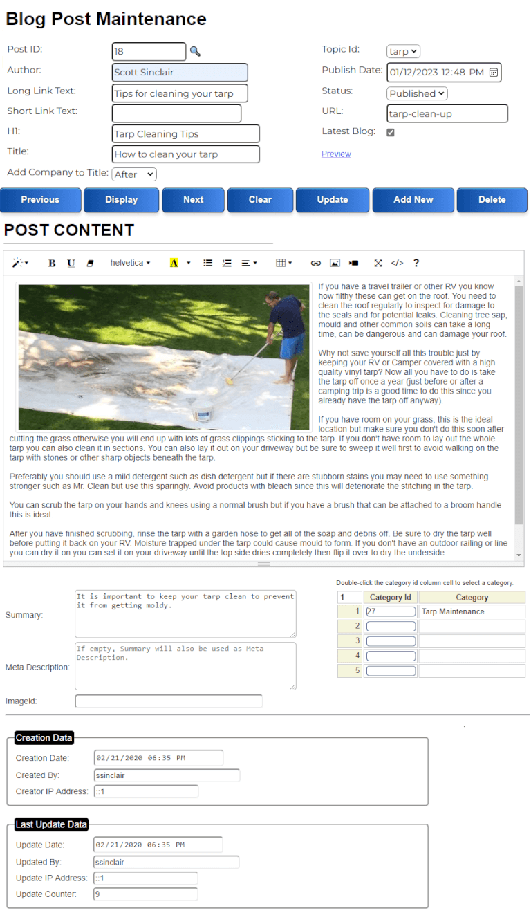 Blog Post Maintenance