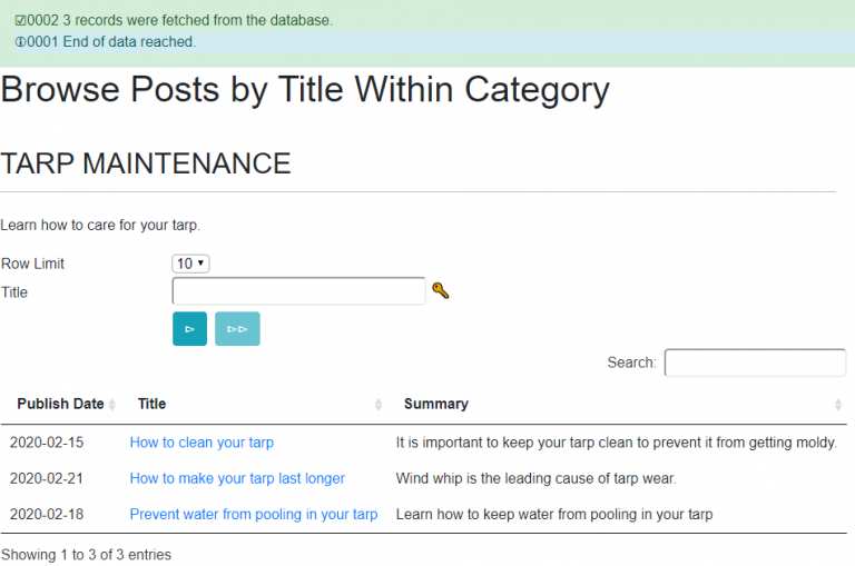 Blog Posts by Title within Category