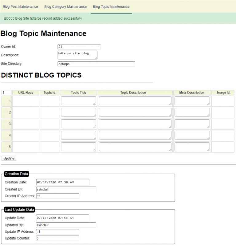 Blog topic maintenance