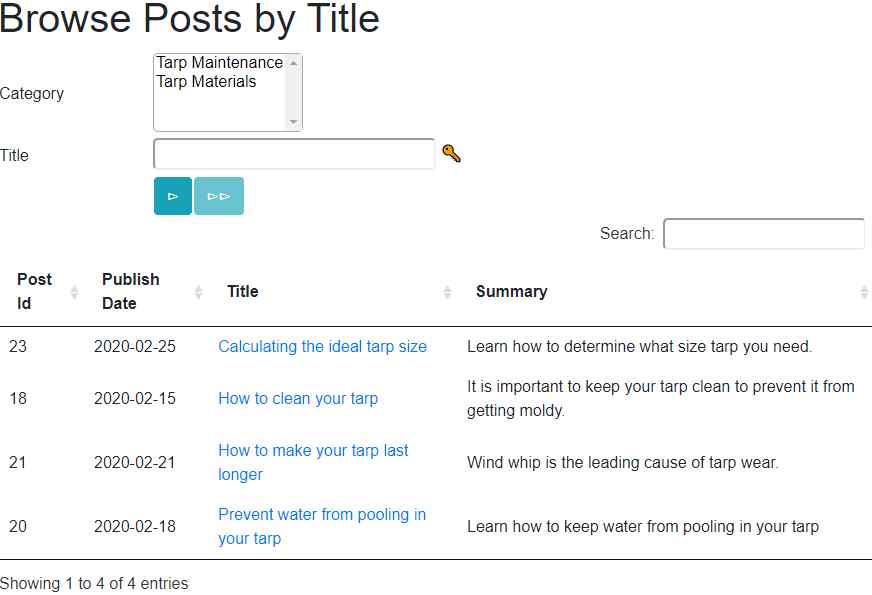 Browse blog posts by title