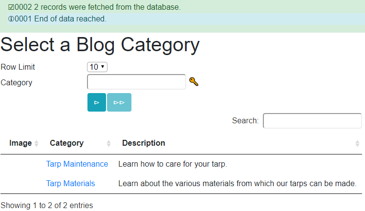 Browse categories of a blog topic