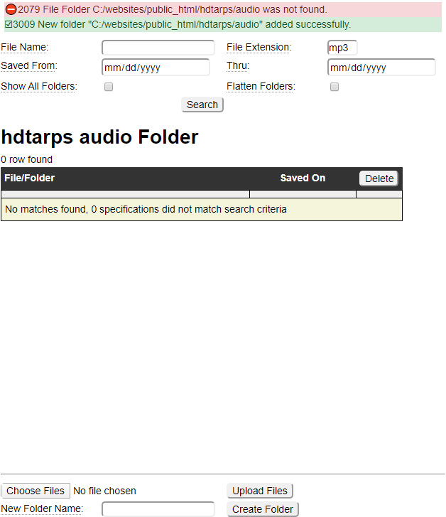 Audio selection form