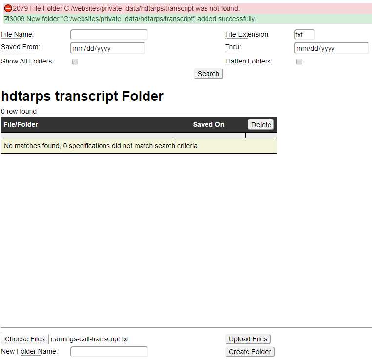 Upload transcript file