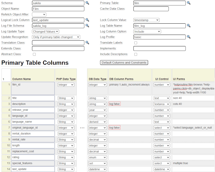 Dedicated log file example