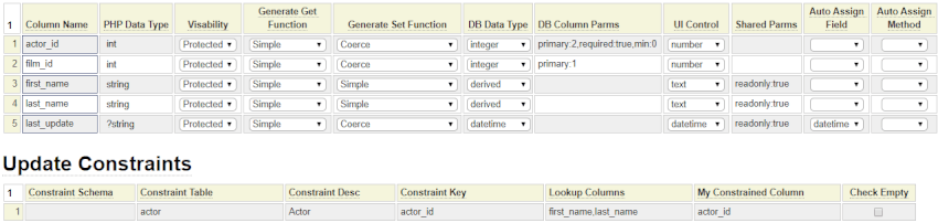 Secondary table definition