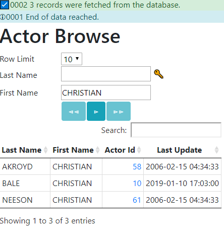 Sample Browse Actor Form