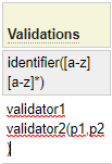 Multiple validates must be entered on different lines