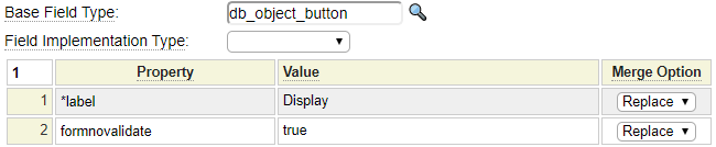 html_field definition for the Display button