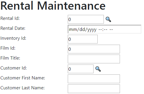 Sample maintenance form