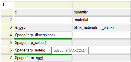 Specification for multi-section form