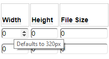 Default width is shown in the tool tips of the width column
