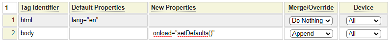 Layout properties with onload event