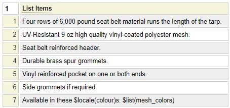 Sample list definition