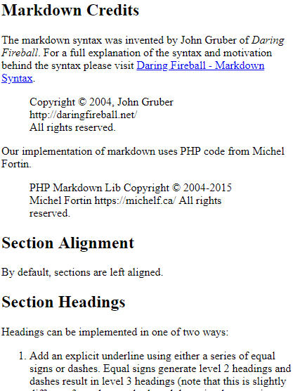 This shows the page that was rendered from the markdown shown above