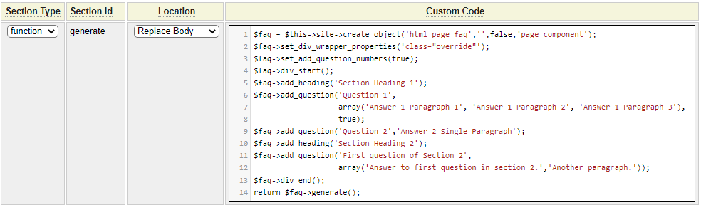 Custom code used to test html_page_faq