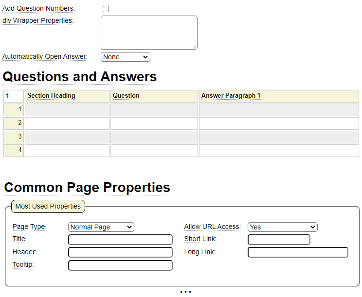 faq Model Input Form