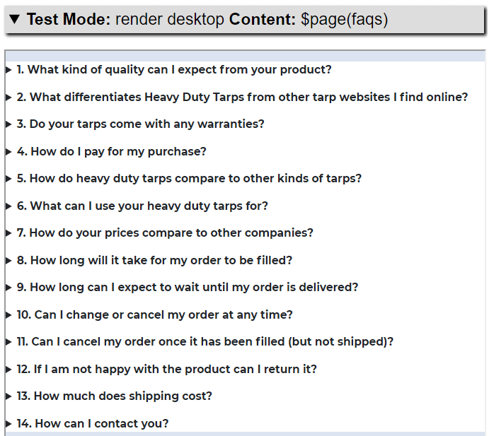 faq model - test mode