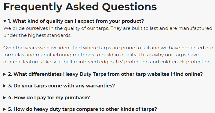 Sample FAQ page