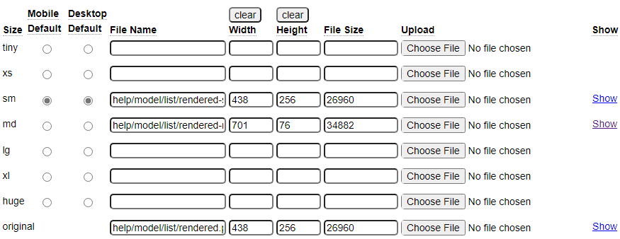 Rendered image specification