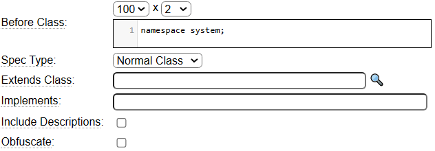 Class Setup Fields