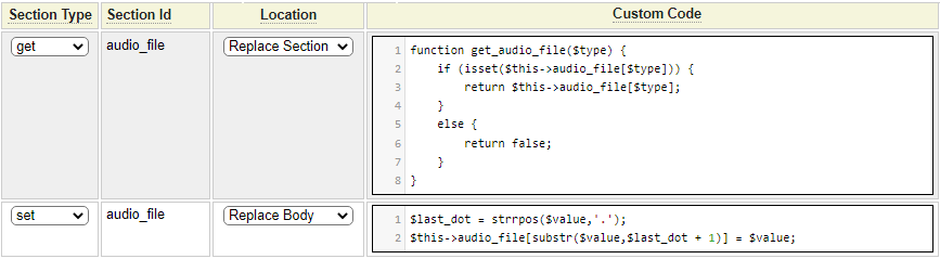 Supplementing generated get and set methods