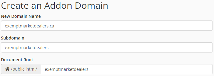 Create an add-on domain