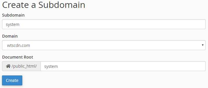 Create system subdomain