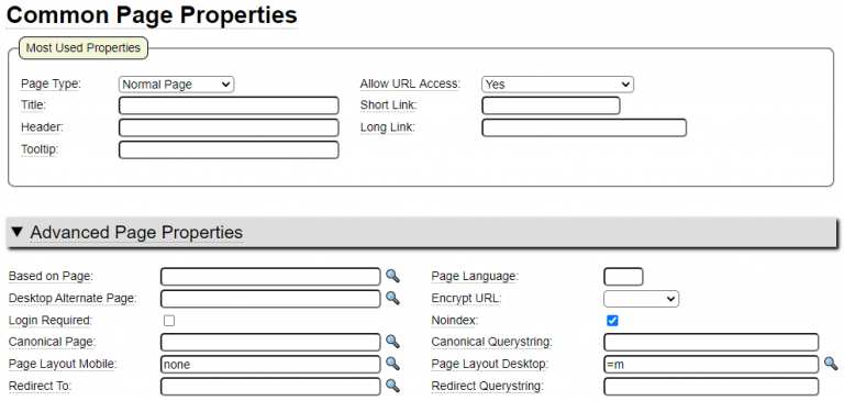 Report page common properties