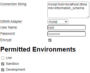 db_config definition for the information_schema