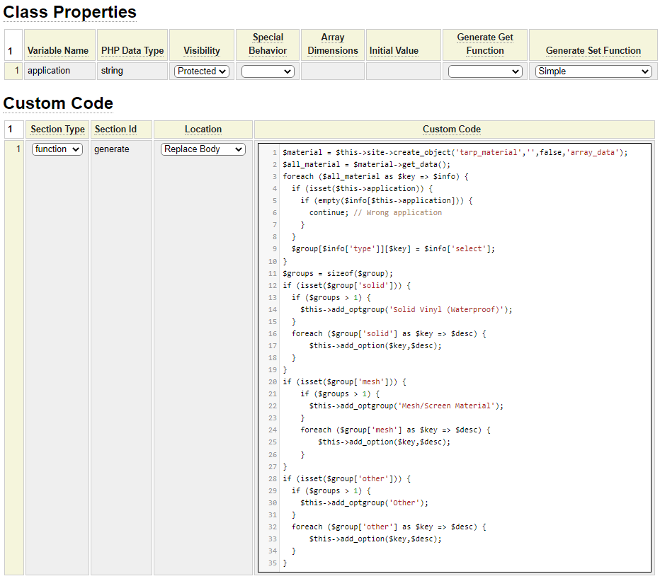 Example of building dynamic select code