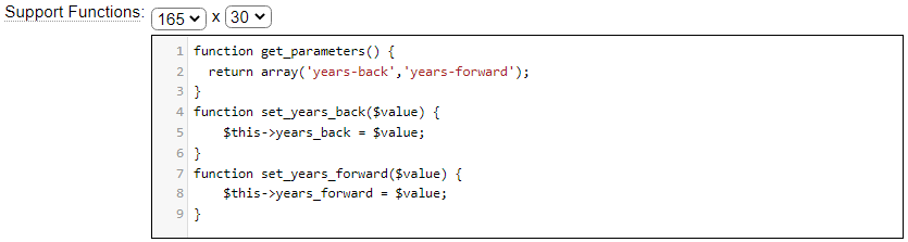 Support functions for dynamic years