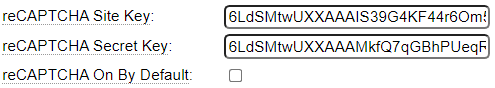 Default reCAPTCHA is set within site_settings