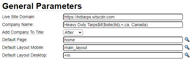 General Site Settings Parameters