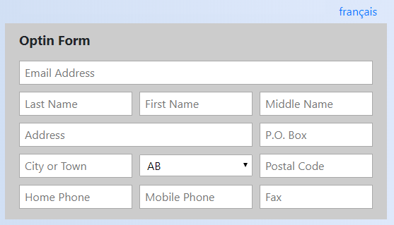 Sample english optin form