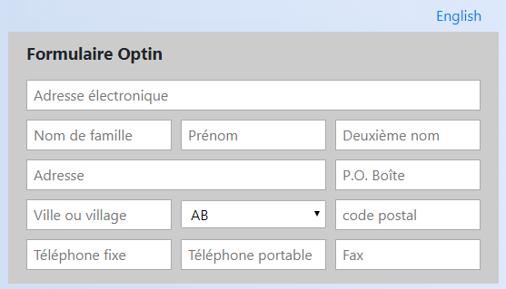 Sample French optin form