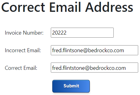 Email correction form