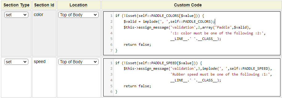 Custom Set Methods include Validation