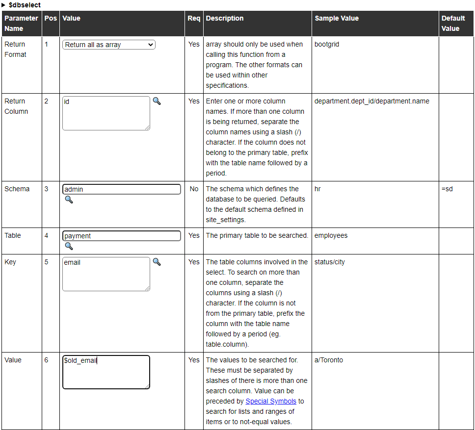 dbselect Dollar Function Help