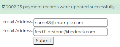 Page to update email addresses