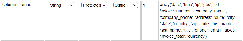 Order summary column definition