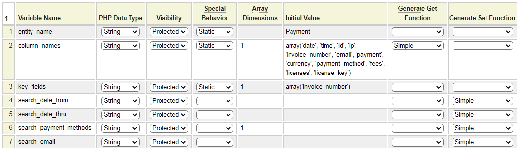 Payment API with new search fields