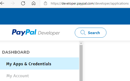 PayPal Developer Dashboard