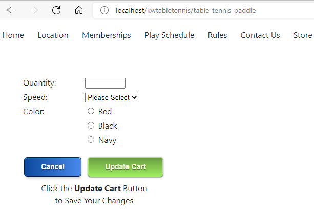 Simple product order form