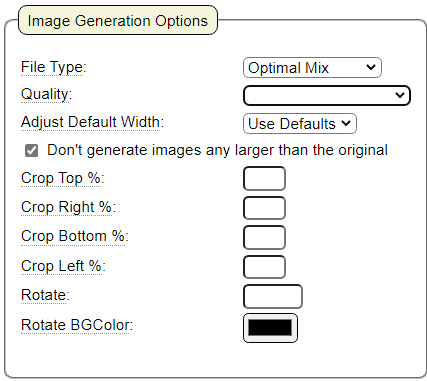 Image generation options