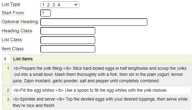 Using the list model to save the recipe