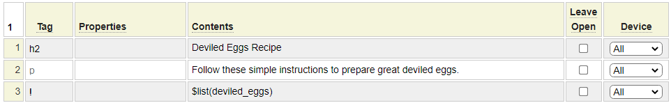 Using the tags model and the $list function