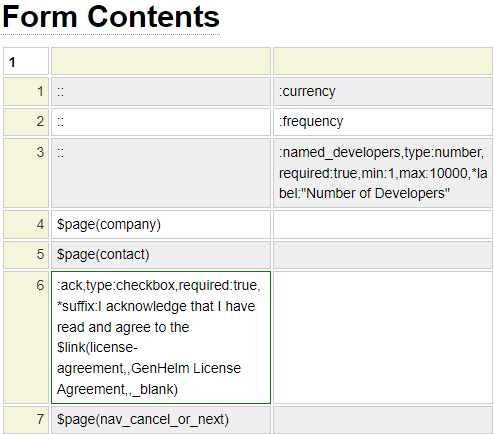 Sample form definition