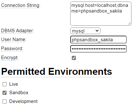 Sandbox db_config settings